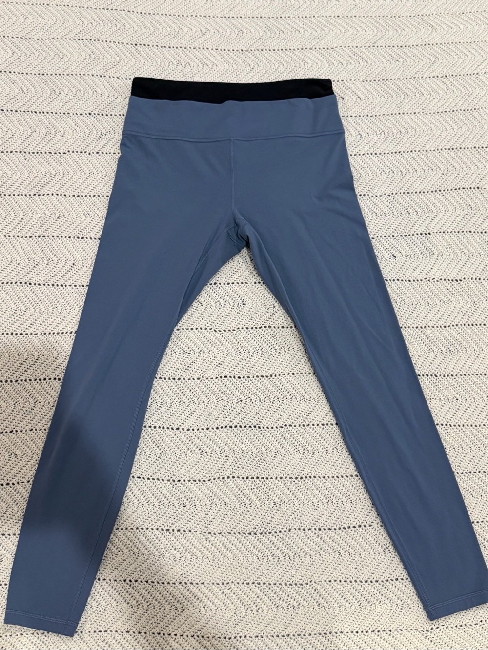 Athleta Elation Double Up Ultra High Rise Leggings Blue with Black Waistband Med